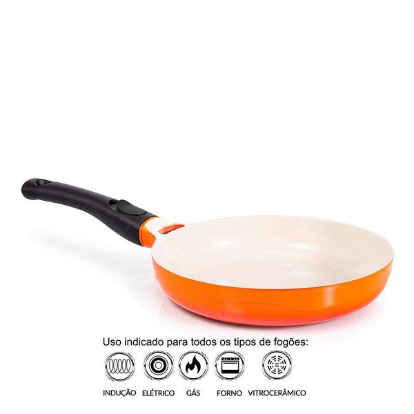 Frigideira com Revestimento Cerâmico 28 Cm Le Cook Laranja com Cabo Destacável Imagem de Frigideira com Revestimento Cerâmico 28 Cm Le Cook Laranja com Cabo Destacável