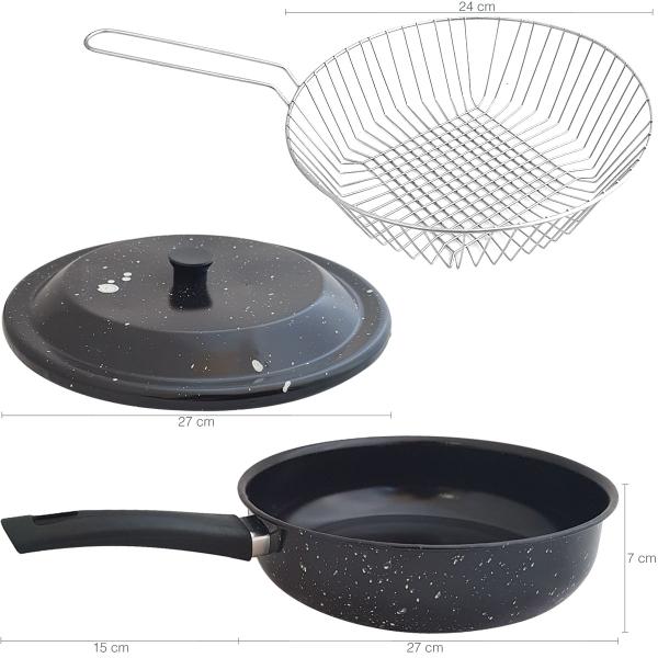 Frigideira Com Tampa E Cesto Para Fritura 2,7l Frigideira Esmaltada 3 Em 1 Fritadeira - Disul Imagem de Frigideira Com Tampa E Cesto Para Fritura 2,7l Frigideira Esmaltada 3 Em 1 Fritadeira