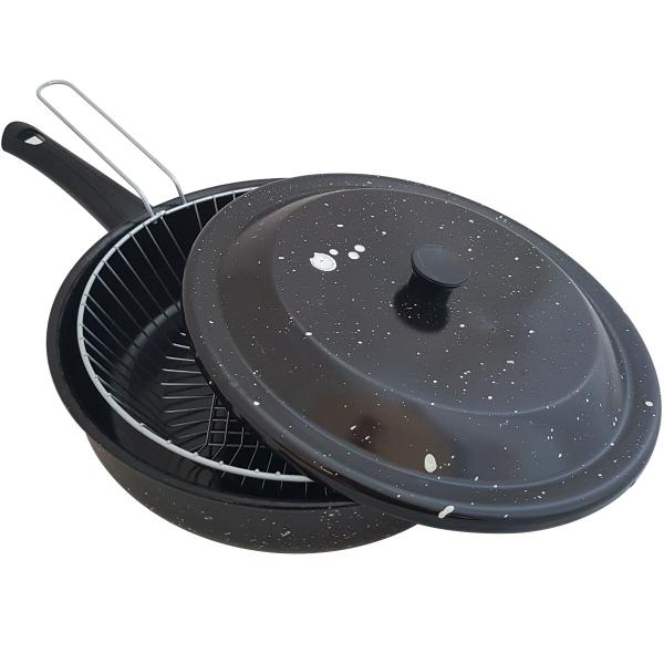 Frigideira Com Tampa E Cesto Para Fritura 2,7l Frigideira Esmaltada 3 Em 1 Fritadeira - Disul Imagem de Frigideira Com Tampa E Cesto Para Fritura 2,7l Frigideira Esmaltada 3 Em 1 Fritadeira
