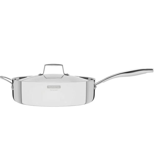 Frigideira com Tampa Tramontina Aço Inox Cooktop Fogão Indução Corpo Triplo 30cm 5,6 Litros Grano Imagem de Frigideira com Tampa Tramontina Aço Inox Cooktop Fogão Indução Corpo Triplo 30cm 5,6 Litros Grano
