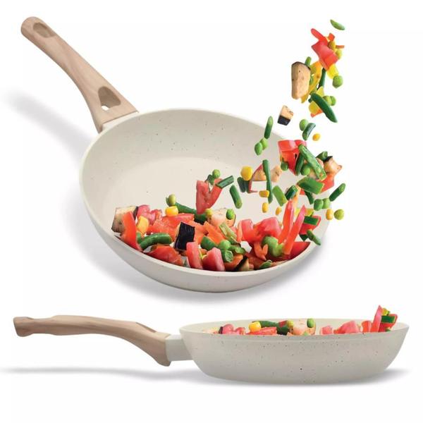 Frigideira Creme Antiaderente Ceramic Indução Fundo Triplo 24cm - DOLCE HOME Imagem de Frigideira Creme Antiaderente Ceramic Indução Fundo Triplo 24cm