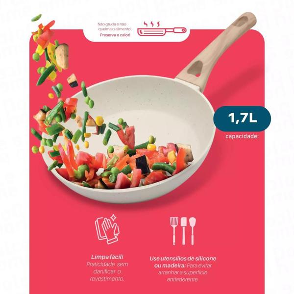 Frigideira Creme Antiaderente Ceramic Indução Fundo Triplo 24cm - DOLCE HOME Imagem de Frigideira Creme Antiaderente Ceramic Indução Fundo Triplo 24cm