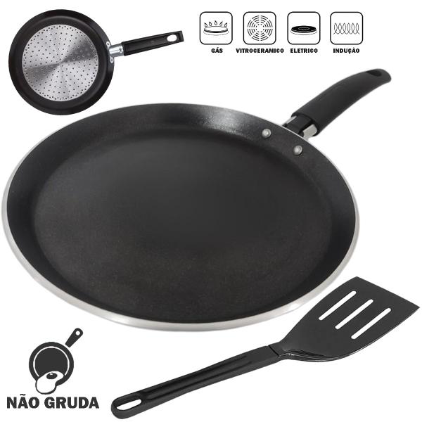 Imagem de Frigideira Crepeira Panquequeira Tapioqueira Fogão de Indução Antiaderente 22cm Multiflon