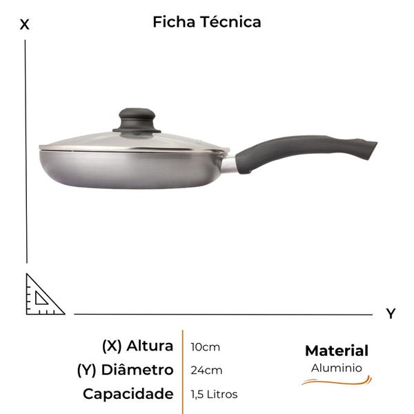 Frigideira de Aluminio com Revestimento Cerâmico Antiaderente e Cabo Baquelite 24cm - 1,5L - Clink Imagem de Frigideira de Aluminio com Revestimento Cerâmico Antiaderente e Cabo Baquelite 24cm - 1,5L
