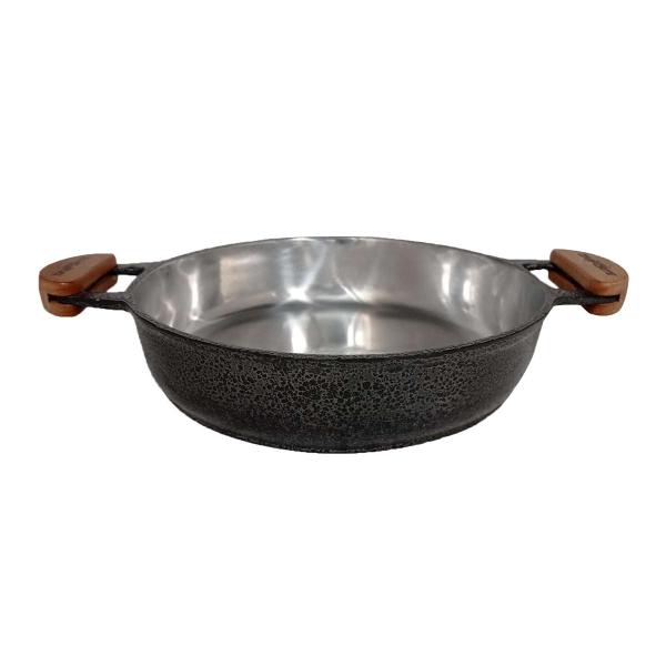 Frigideira de Alumínio Preta Meia Lua 36 cm Tampa de Vidro - Diviforte Imagem de Frigideira de Alumínio Preta Meia Lua 36 cm Tampa de Vidro