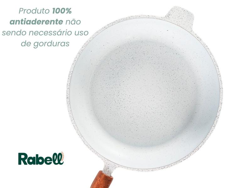 Frigideira de cerâmica antiaderente grande branca 26 t vidro - Rabell Utilidades Imagem de Frigideira de cerâmica antiaderente grande branca 26 t vidro