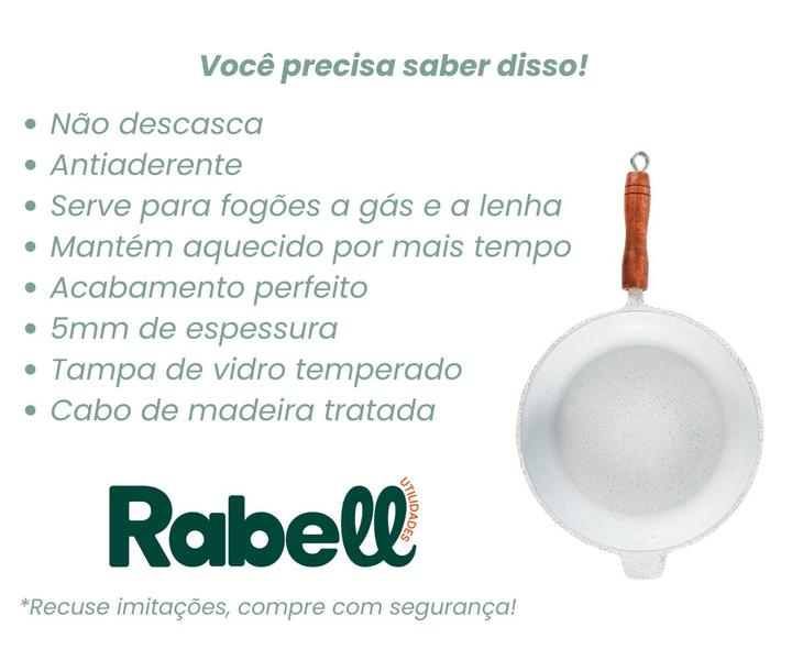 Frigideira de cerâmica antiaderente grande branca 26 t vidro - Rabell Utilidades Imagem de Frigideira de cerâmica antiaderente grande branca 26 t vidro