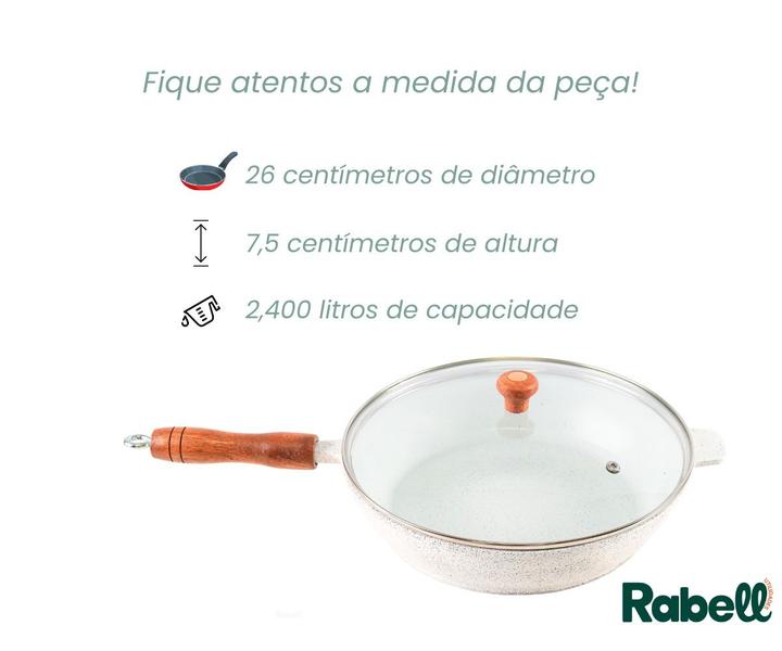 Frigideira de cerâmica antiaderente grande branca 26 t vidro - Rabell Utilidades Imagem de Frigideira de cerâmica antiaderente grande branca 26 t vidro