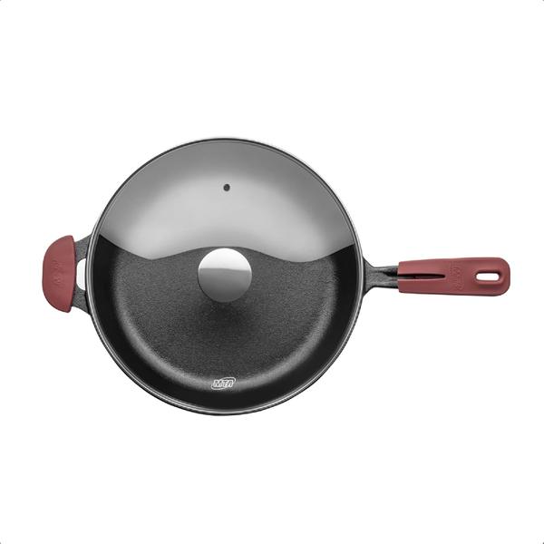 Frigideira de Ferro Com Tampa De Vidro Temperado e Alça 3,1 Litros Forno E Fogão 28 Cm Cozinha Mta - 8378 Imagem de Frigideira de Ferro Com Tampa De Vidro Temperado e Alça 3,1 Litros Forno E Fogão 28 Cm Cozinha Mta - 8378