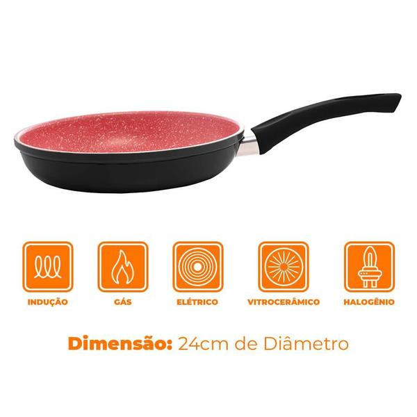 Frigideira de Indução Revestimento Antiaderente Cerâmica 24cm Preto e Vermelho - Lyor Imagem de Frigideira de Indução Revestimento Antiaderente Cerâmica 24cm Preto e Vermelho - Lyor