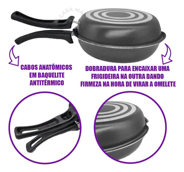 Imagem de Frigideira Dupla Hamburgueira Omeleteira Antiaderente Enjoy Alegrete 18cm Vermelho Cinza