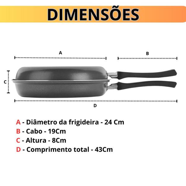 Imagem de Frigideira Dupla Omeleteira Antiadarente de Alumínio Omelete Gourmet 24cm Multiflon Preta