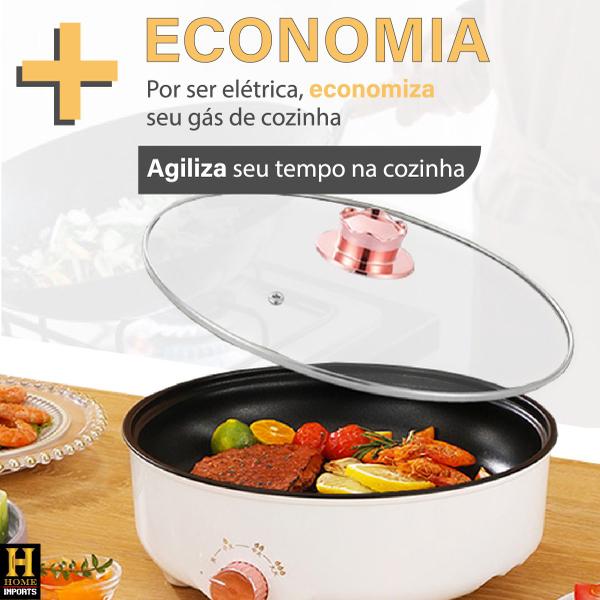 Imagem de Frigideira Elétrica Assadeira Panela Antiaderente 220v Cozinha Panela Multiuso Premium