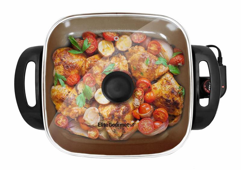 Imagem de Frigideira Elétrica Elite Gourmet EG3033 Healthy 6L - Cinza Escuro