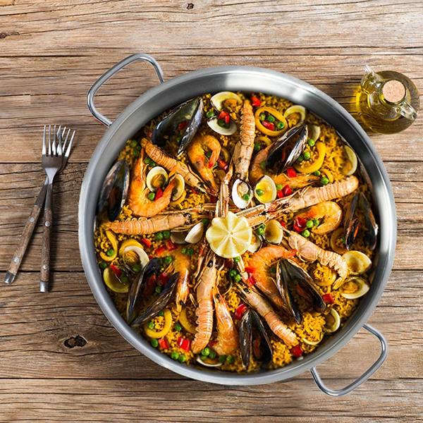 Frigideira em Aço Inox Funda Wok Paella Tacho Pro-Line Base Solar Todos os tipos de Fogões Cozinha Chefe Profissional - Korkmaz Imagem de Frigideira em Aço Inox Funda Wok Paella Tacho Pro-Line Base Solar Todos os tipos de Fogões Cozinha Chefe Profissional