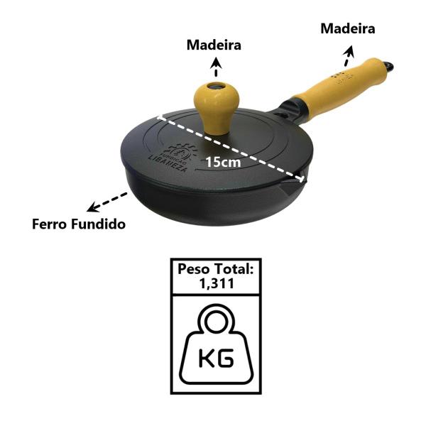 Imagem de Frigideira Fast Egg Cabo Madeira e Tampa Ferro Fundido 15cm