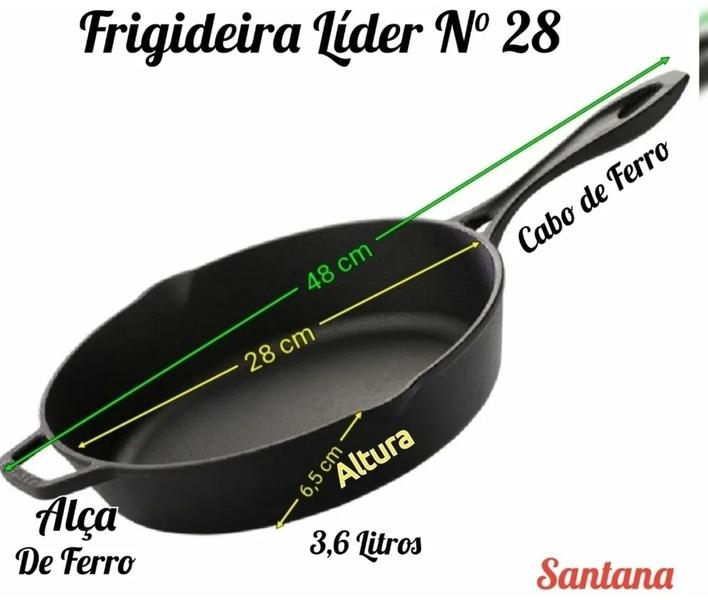 Imagem de Frigideira Ferro  N28 Cabo de Ferro Com Tampa Vidro P/ Forno , Fogão Indução e etc