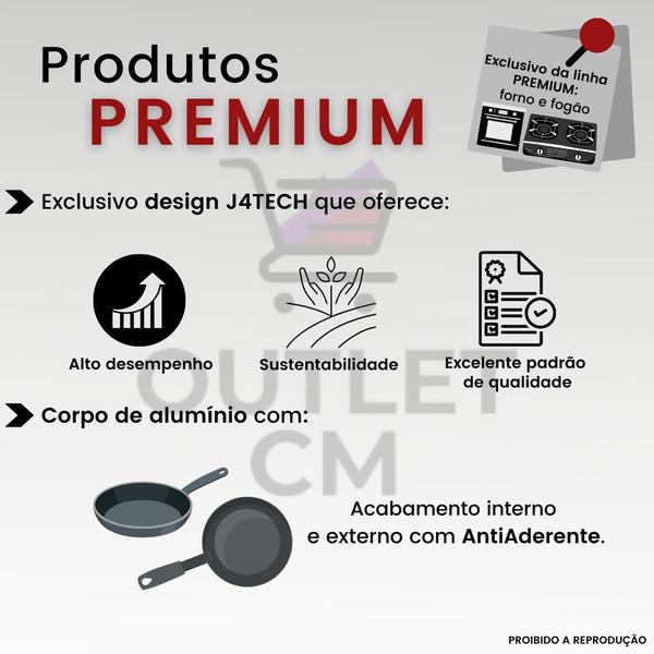 Imagem de Frigideira Francesa 18cm Preta Esplendida Alumi-Aço Linha Premium J4TECH Alumínio Antiaderente Teflon Ultra Resistente 