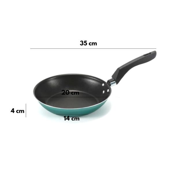 Frigideira Francesa 20cm Média Verde Esmeralda Alumi-Aço Linha Premium J4TECH Alumínio Antiaderente Teflon Ultra Resistente Imagem de Frigideira Francesa 20cm Média Verde Esmeralda Alumi-Aço Linha Premium J4TECH Alumínio Antiaderente Teflon Ultra Resistente