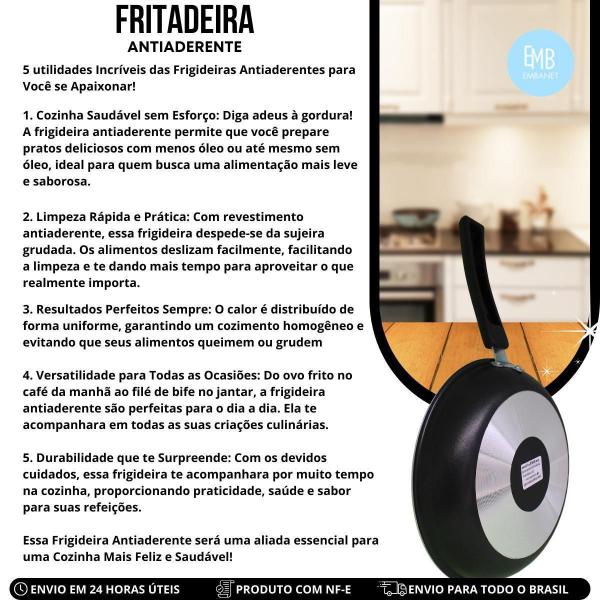 Frigideira Francesa Com 5 Camadas Antiaderente + 1 Espátula - Embanet Comercio De Embalagens Imagem de Frigideira Francesa Com 5 Camadas Antiaderente + 1 Espátula