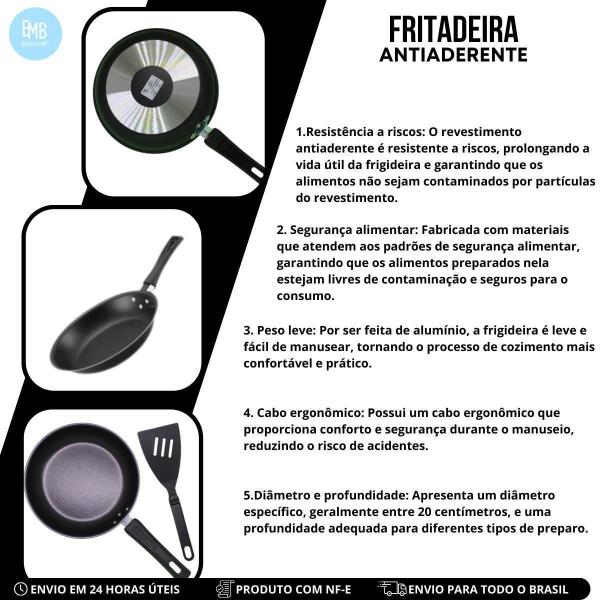 Frigideira Francesa Com 5 Camadas Antiaderente + 1 Espátula - Embanet Comercio De Embalagens Imagem de Frigideira Francesa Com 5 Camadas Antiaderente + 1 Espátula