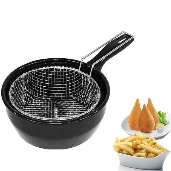 Frigideira Fritatudo Com Cesto 20cm Panela Fritadeira Esmaltada Roa Imagem de Frigideira Fritatudo Com Cesto 20cm Panela Fritadeira Esmaltada Roa