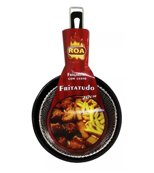 Frigideira Fritatudo Com Cesto 20cm Panela Fritadeira Esmaltada Roa Imagem de Frigideira Fritatudo Com Cesto 20cm Panela Fritadeira Esmaltada Roa