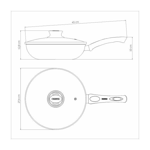 Imagem de Frigideira Funda Tramontina Paris em Alumínio com Revestimento Interno e Externo em Antiaderente Starflon Max Chumbo com