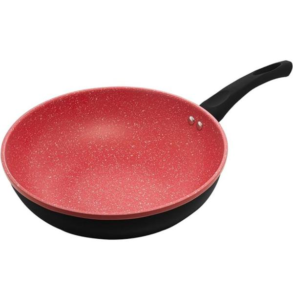 Imagem de Frigideira Funda Wok Granilite Vermelha Indução 28cm Antiaderente Com Tampa