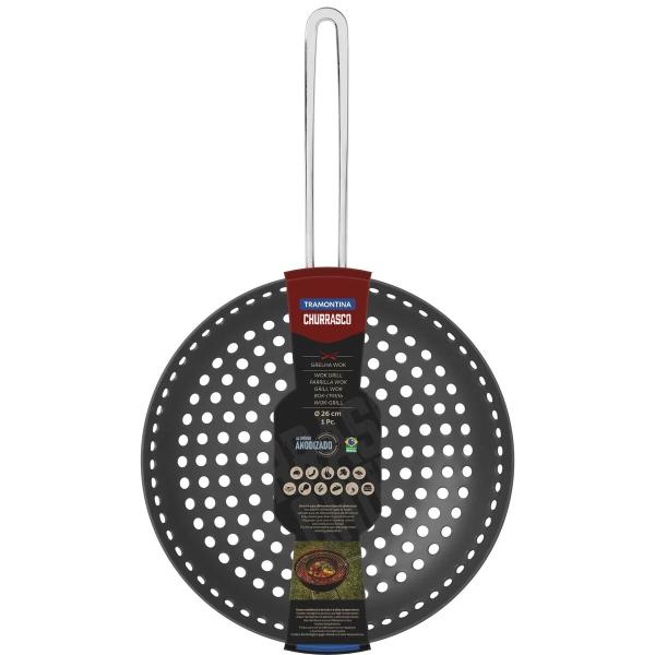Frigideira Furada Grelha Wok 26Cm Anodizado Tramontina Imagem de Frigideira Furada Grelha Wok 26Cm Anodizado Tramontina