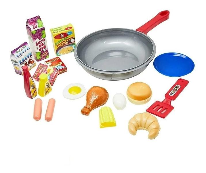 Imagem de Frigideira Gourmet Infantil Com Comidinhas Kit Cozinha 18 peças