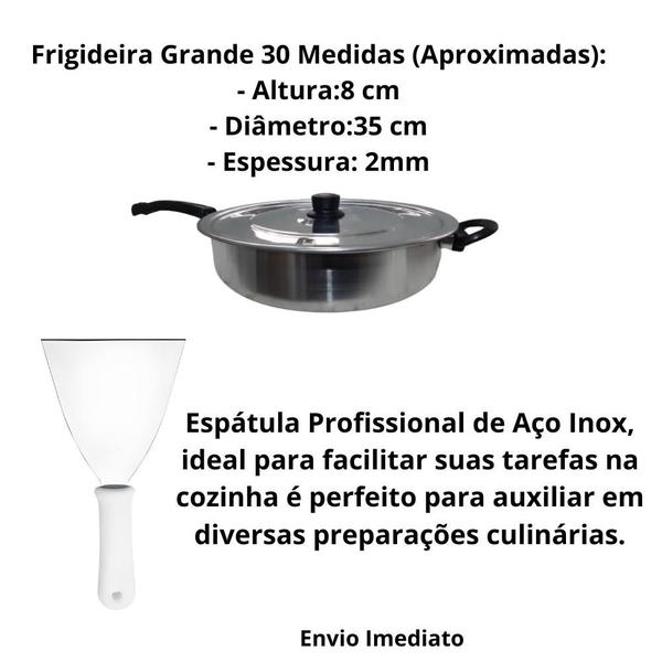 Frigideira Grande Aluminio N30 com Espátula de Aço Inox - Frigideira Grande + espatula em aço Imagem de Frigideira Grande Aluminio N30 com Espátula de Aço Inox