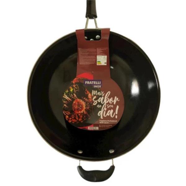 Frigideira grande Profissional Wok 34cm 3l Fratelli Teflon Antiaderente Carne Peixe Yakissoba frutos do mar Imagem de Frigideira grande Profissional Wok 34cm 3l Fratelli Teflon Antiaderente Carne Peixe Yakissoba frutos do mar