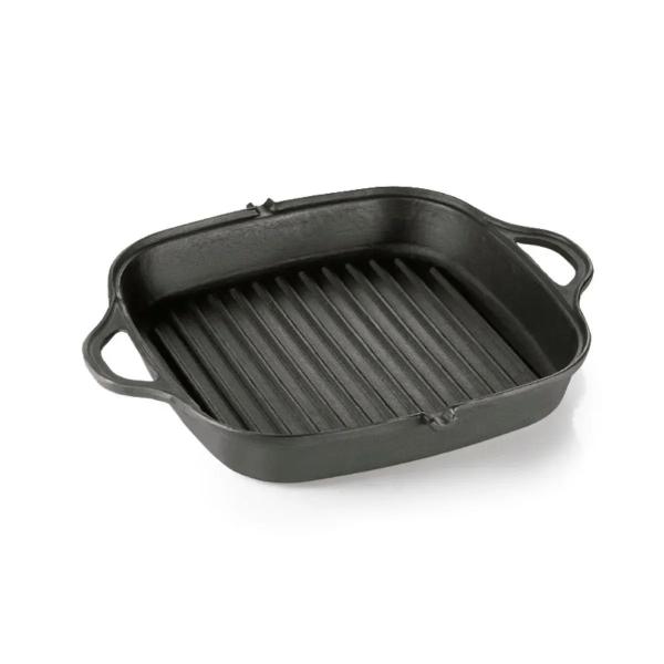 Imagem de Frigideira Grill Alça De Ferro Fundido Chapa Ondulada Grelha Carnes E Legumes 26cm