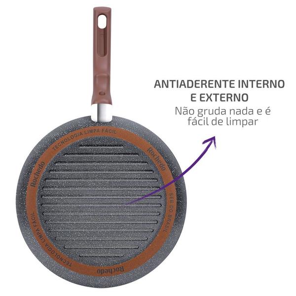 Imagem de Frigideira Grill Antiaderente 28cm Natural Stone - Rochedo