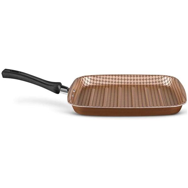 Imagem de Frigideira Grill Bistequeira Flora Super Flon em Alumínio 24,5cm 1,1L 8713 MTA