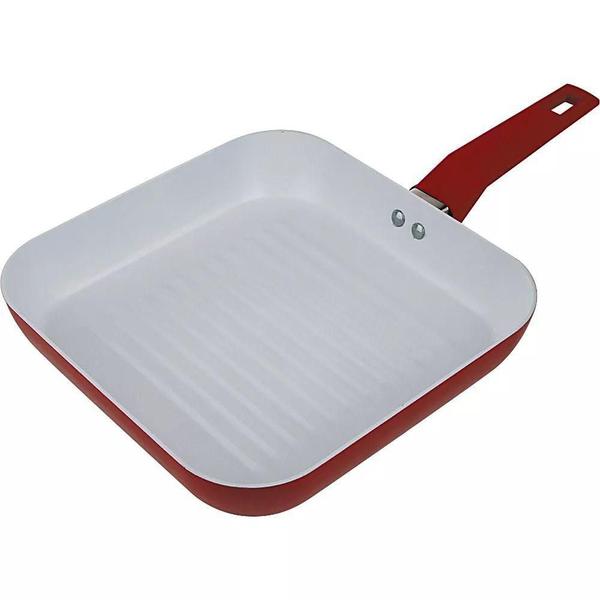 Frigideira Grill Fratelli Revestida Cerâmica 28 Cm Vermelho - Fratelli Inox Imagem de Frigideira Grill Fratelli Revestida Cerâmica 28 Cm Vermelho