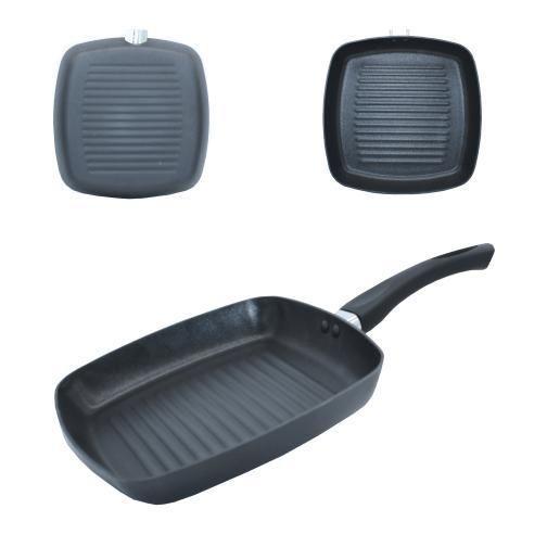Frigideira Grill Ondulada Bistequeira Carne Grelha Ceramica - SQ Imagem de Frigideira Grill Ondulada Bistequeira Carne Grelha Ceramica
