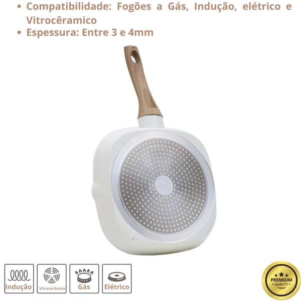 Imagem de Frigideira Grill Quadrado Style Cook Vanilla 24Cm Revestimento Cerâmico PPG Antiaderente Indução 