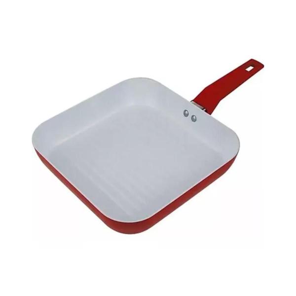 Frigideira Grill Revest Vermelho Cerâmico 28cm - Fratelli Imagem de Frigideira Grill Revest Vermelho Cerâmico 28cm - Fratelli