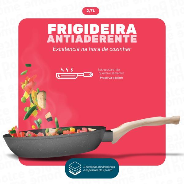 Imagem de Frigideira Indução 28cm 2,7l Fundo Triplo Cinza - Dolce Home