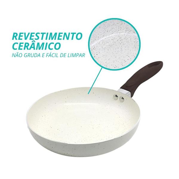 Frigideira Indução Antiaderente Cerâmica 20cm Florença Bege - Haüskraft Imagem de Frigideira Indução Antiaderente Cerâmica 20cm Florença Bege