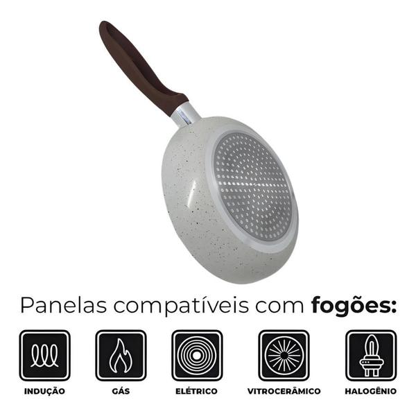 Frigideira Indução Antiaderente Cerâmica 20cm Florença Bege - Haüskraft Imagem de Frigideira Indução Antiaderente Cerâmica 20cm Florença Bege