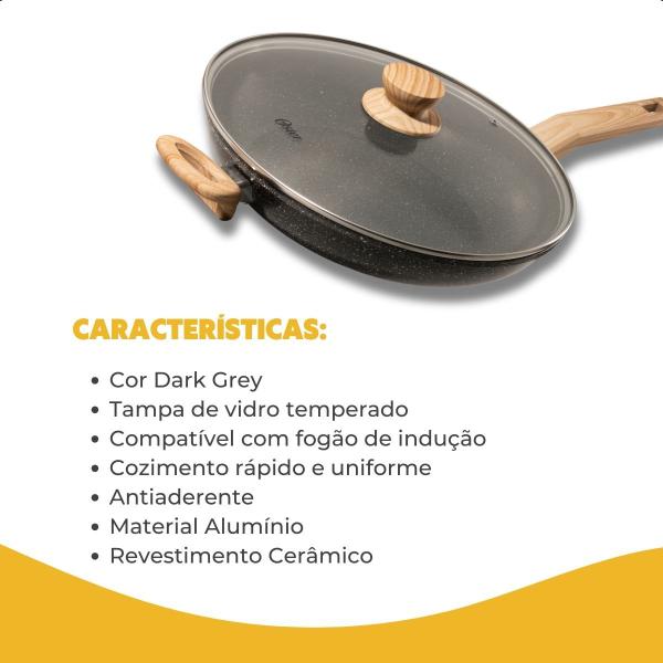 Frigideira Indução ou Gás Oster Antiaderente Com Tampa 28Cm Revestimento Cerâmico Marble Edition Imagem de Frigideira Indução ou Gás Oster Antiaderente Com Tampa 28Cm Revestimento Cerâmico Marble Edition