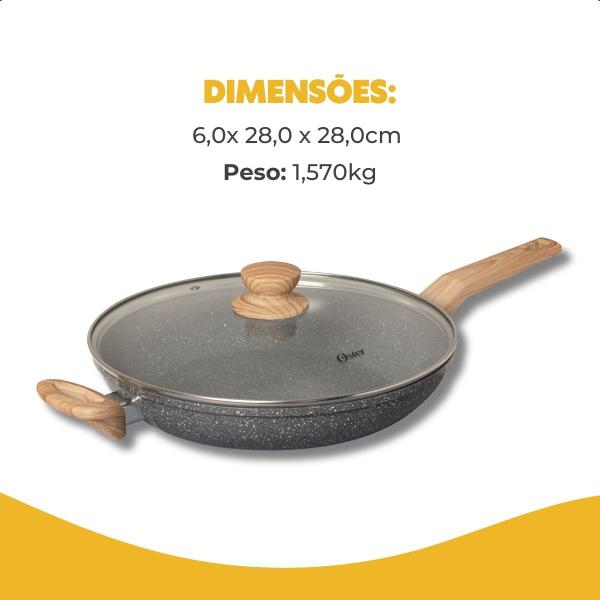 Frigideira Indução ou Gás Oster Antiaderente Com Tampa 28Cm Revestimento Cerâmico Marble Edition Imagem de Frigideira Indução ou Gás Oster Antiaderente Com Tampa 28Cm Revestimento Cerâmico Marble Edition