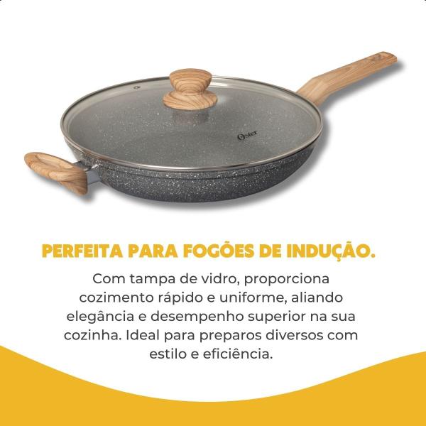 Frigideira Indução ou Gás Oster Antiaderente Com Tampa 28Cm Revestimento Cerâmico Marble Edition Imagem de Frigideira Indução ou Gás Oster Antiaderente Com Tampa 28Cm Revestimento Cerâmico Marble Edition