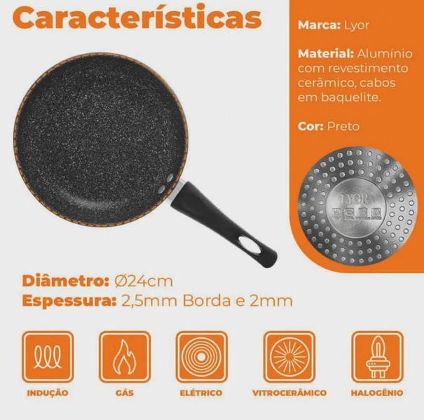 Imagem de Frigideira Indução Revestimento Ceramico Granilite 24cm Lyor