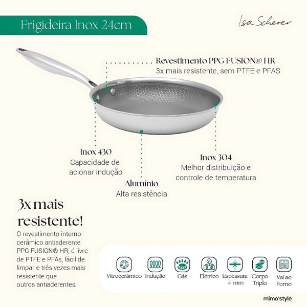 Frigideira Inox 24cm Anti-risco Cerâmica Isa Scherer Mimo - Mimo Style Imagem de Frigideira Inox 24cm Anti-risco Cerâmica Isa Scherer Mimo