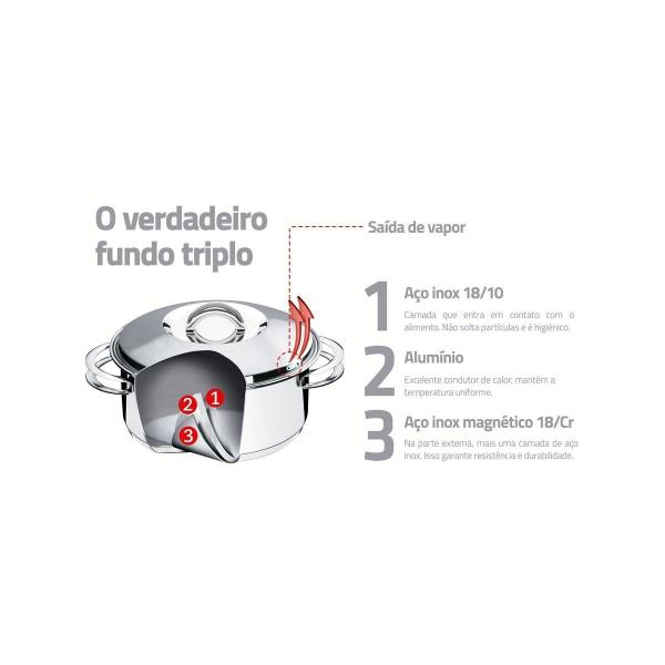 Imagem de Frigideira Inox com Tampa 24cm Solar 62500/240 Tramontina