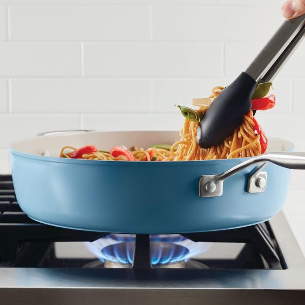 Frigideira KitchenAid de cerâmica anodizada rígida antiaderente 5L azul Imagem de Frigideira KitchenAid de cerâmica anodizada rígida antiaderente 5L azul